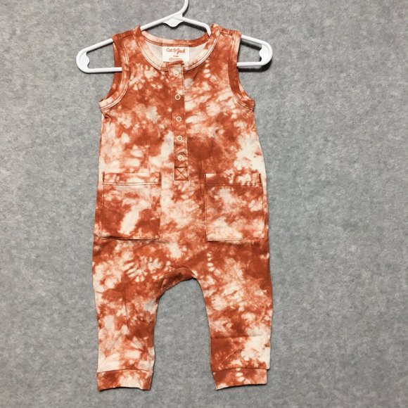 Baby Cat and Jack 3-6 months Copper Tie Dye Henley Romper One Piece - Picture 2 of 7